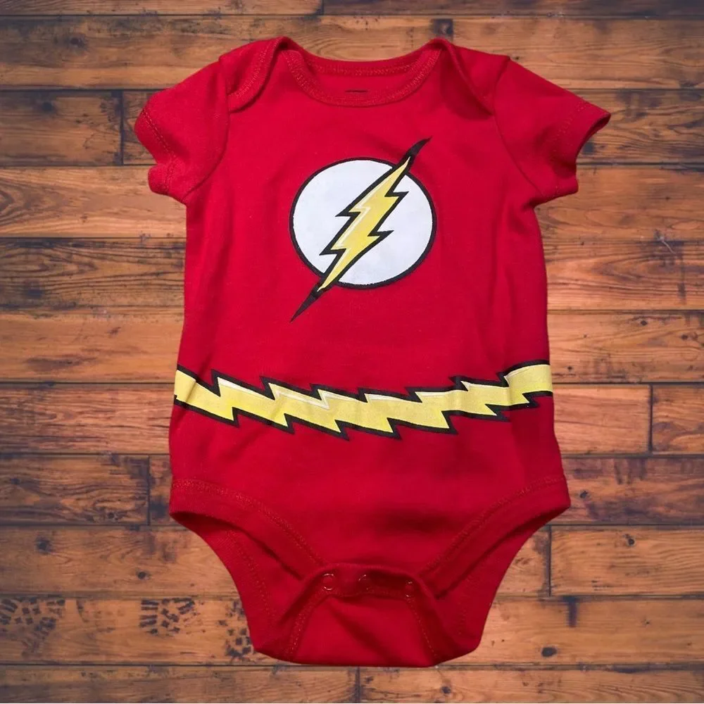 5 for $25🔥Justice League Red‎ Flash Snap Bottom Top Baby Size 3-6 Months